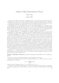 cover of the book Outline of Basic Representation Theory [expository notes]