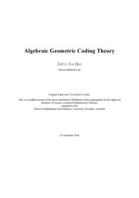 cover of the book Algebraic Geometric Coding Theory [BA thesis]