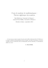 cover of the book Cours de maîtrise de mathématiques : Théorie algébrique des nombres [Lecture notes]