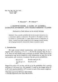 cover of the book A growth model, a game, an algebra, Lagrange inversion, and characteristic classes