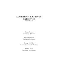 cover of the book Algebras, Lattices, Varieties [draft]