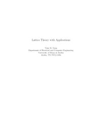 cover of the book Lattice Theory with Applications [book draft?]