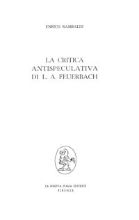 cover of the book La critica antispeculativa di L. A. Feuerbach