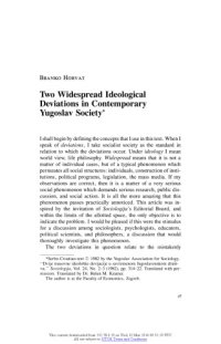 cover of the book Two Widespread Ideological Deviations in Contemporary Yugoslav Society