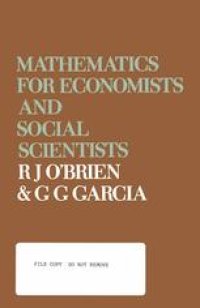 cover of the book Mathematics for Economists and Social Scientists