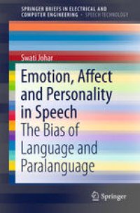 cover of the book Emotion, Affect and Personality in Speech: The Bias of Language and Paralanguage