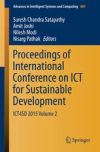 cover of the book Proceedings of International Conference on ICT for Sustainable Development: ICT4SD 2015 Volume 2