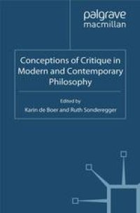 cover of the book Conceptions of Critique in Modern and Contemporary Philosophy