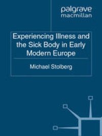 cover of the book Experiencing Illness and the Sick Body in Early Modern Europe