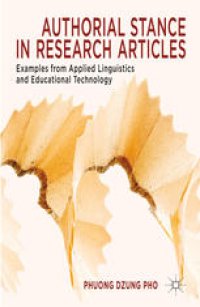 cover of the book Authorial Stance in Research Articles: Examples from Applied Linguistics and Educational Technology