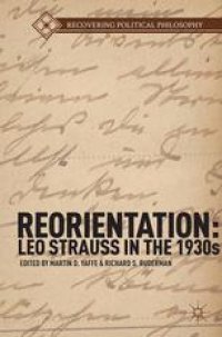 cover of the book Reorientation: Leo Strauss in the 1930s