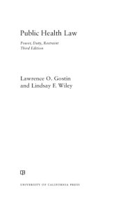 cover of the book Public Health Law: Power, Duty, Restraint