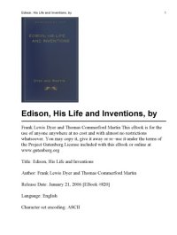 cover of the book Edison : his life and inventions