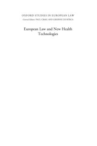 cover of the book European Law and New Health Technologies