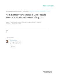 cover of the book [Article] Administrative Databases in Orthopaedic Research