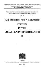 cover of the book Studies in the Vocabulary of Khotanese