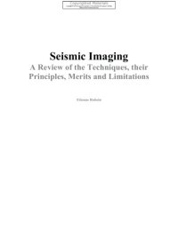 cover of the book Seismic imaging : a review of the techniques, their principles, merits and limitations