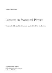 cover of the book Lectures on statistical physics