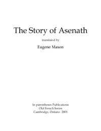 cover of the book The story of Asenath, translated by Eugene Mason