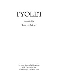 cover of the book Tyolet, translated by Ross G. Arthur