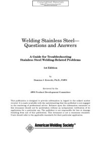 cover of the book Welding stainless steel-- questions and answers : a guide for troubleshooting stainless steel welding-related problems