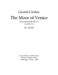 cover of the book The Moors of Venice (Hecatommithi III, 7), translated by J. E. Taylor