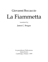 cover of the book La fiammetta, translated by James C. Brogan