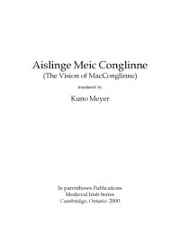 cover of the book Aislinge Meic Conglinne (The vision of MacConglinne), translated by Kuno Meyer