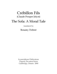 cover of the book The sofa : a moral tale translated by Bonamy Dobreé