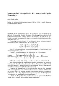 cover of the book Introduction to Algebraic K-Theory and Cyclic Homology