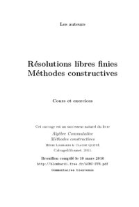 cover of the book Résolutions libres finies: Méthodes constructives