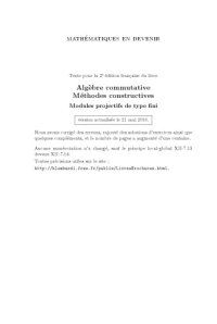 cover of the book Algèbre commutative, méthodes constructives: Modules projectifs de type fini