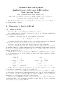 cover of the book Dimension de Krull explicite. Application aux théorèmes de Kronecker, Bass, Serre et Forster