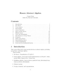 cover of the book Honors Abstract Algebra (Course Notes, Math 55a, Harvard University)