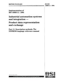 cover of the book ISO 10303-11 :1994. Industrial automation systems and integration - Product data representation and exchange. Part 11. Description methods: the EXPRESS language reference manual