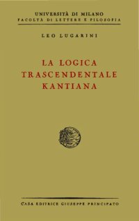 cover of the book La logica trascendentale kantiana