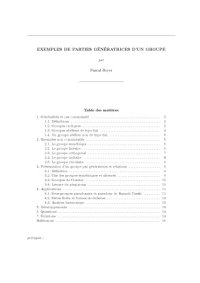 cover of the book Exemples de parties génératrices d’un groupe