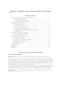 cover of the book Nombres complexes, sous-groupe des unités et géométrie