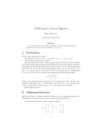 cover of the book Additions to Linear Algebra