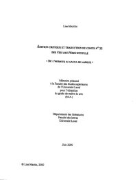 cover of the book Édition critique et traduction du conte no 22 des Vies des pères intitulé "De l’hermite ki caupa se langue"