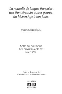 cover of the book La nouvelle de langue française aux frontières des autres genres, du Moyen Âge à nos jours