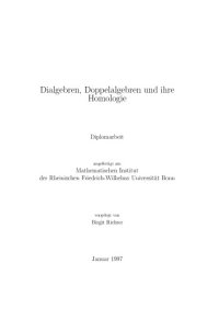 cover of the book Dialgebren, Doppelalgebren und ihre Homologie