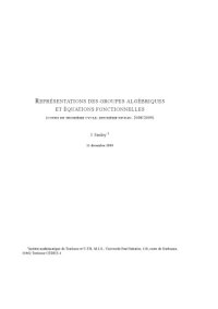 cover of the book Représentations des groupes algébriques et équations fonctionnelles