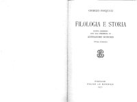 cover of the book Filologia e Storia