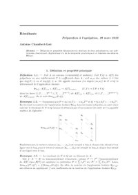 cover of the book Résultants [Lecture notes]