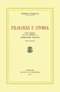 cover of the book Filologia e storia