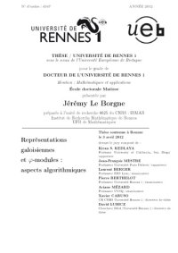 cover of the book Représentations galoisiennes et phi-modules : aspects algorithmiques [PhD thesis]