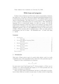 cover of the book While loops and programs [expository notes]