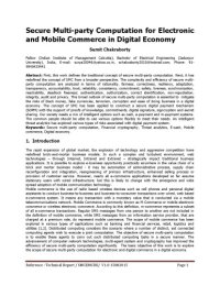 cover of the book Secure Multi-party Computation for Electronic and Mobile Commerce in Digital Economy