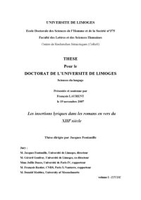 cover of the book Les insertions lyriques dans les romans en vers du XIIIe siècle